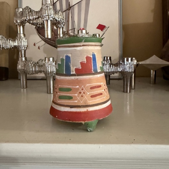 Vintage Other - Vintage Mexican Folk Art Pottery Mini Tripod Vase Redware Handmade Aztec Style